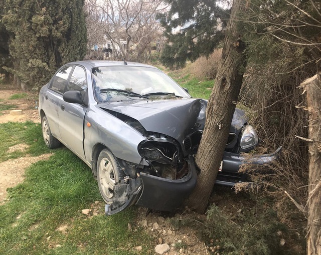 В Солнечной Долине автомобиль с тремя детьми врезался в дерево